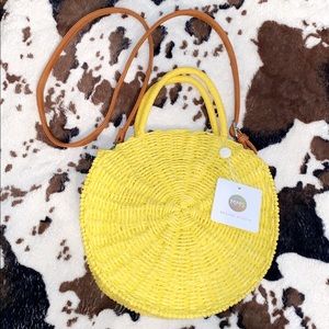 Yellow circle boho crochet crossbody